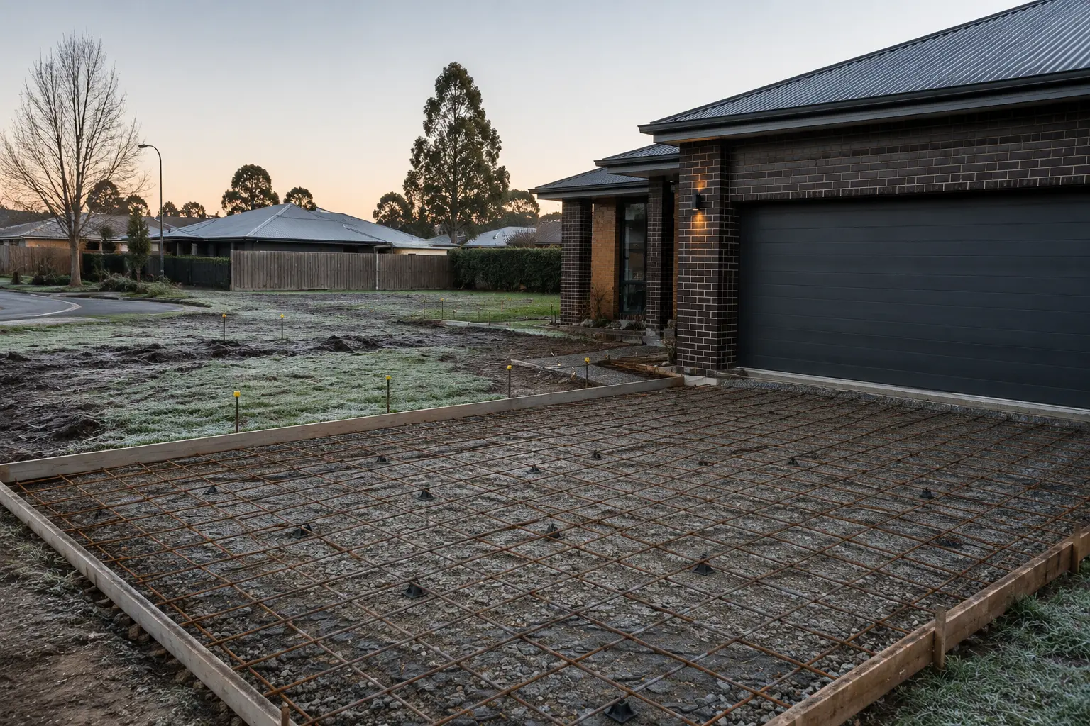Concrete being poured during winter in Victoria
